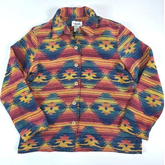 Alfred Dunner Aztec Print Button Front Jacket Colorful‎ Southwest Size 8 - Picture 1 of 3